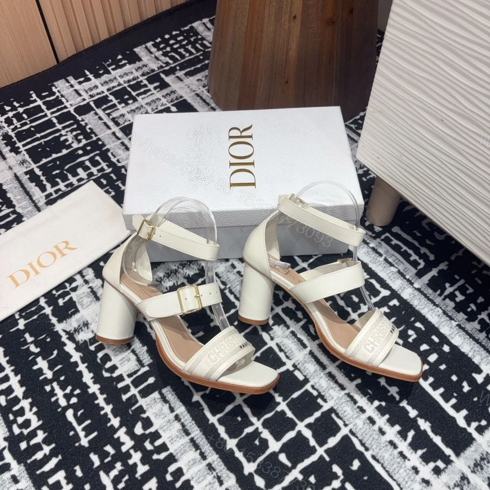 View 8 of 高仿Dior*Dway3系列KDO182高跟刺繡涼鞋白色免檢版