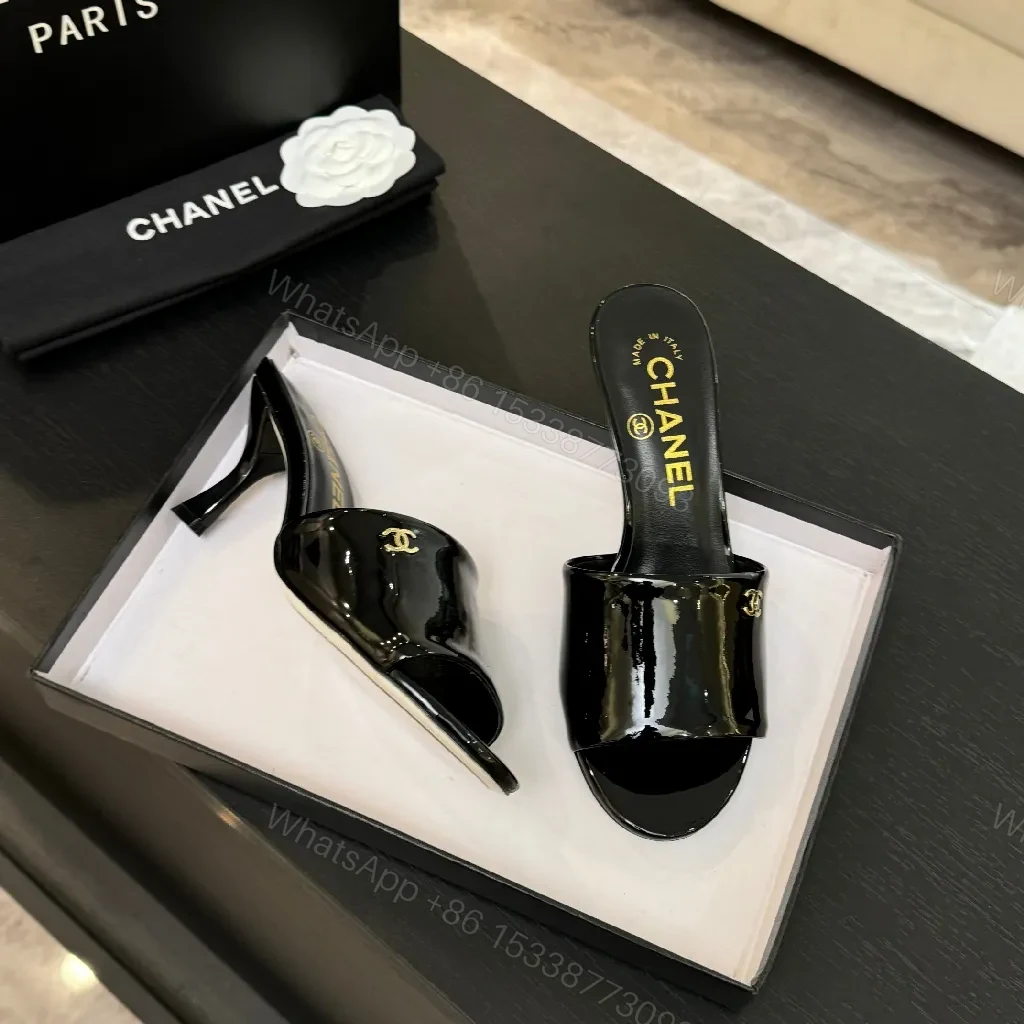 View 7 of Black Patent Leather Slip-On Heels - Minimalist Luxe Comfort