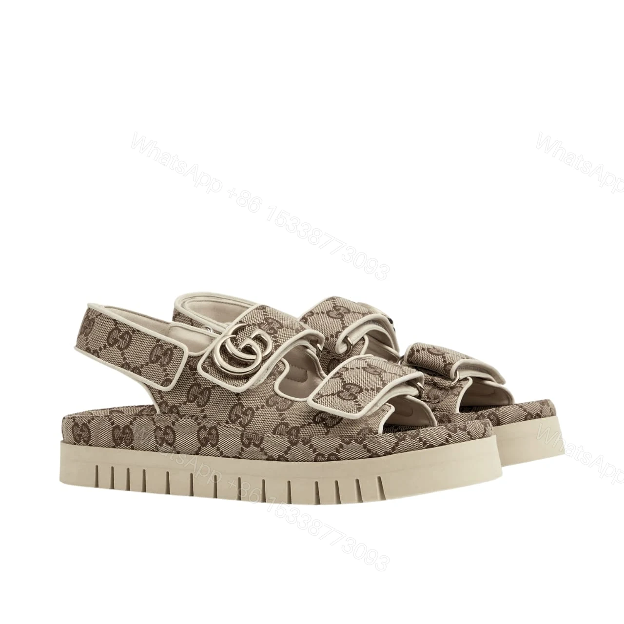 GUCCI WOMEN’S SANDAL WITH DOUBLE G BEIGE 816630 FAD9F 9753 — view 1