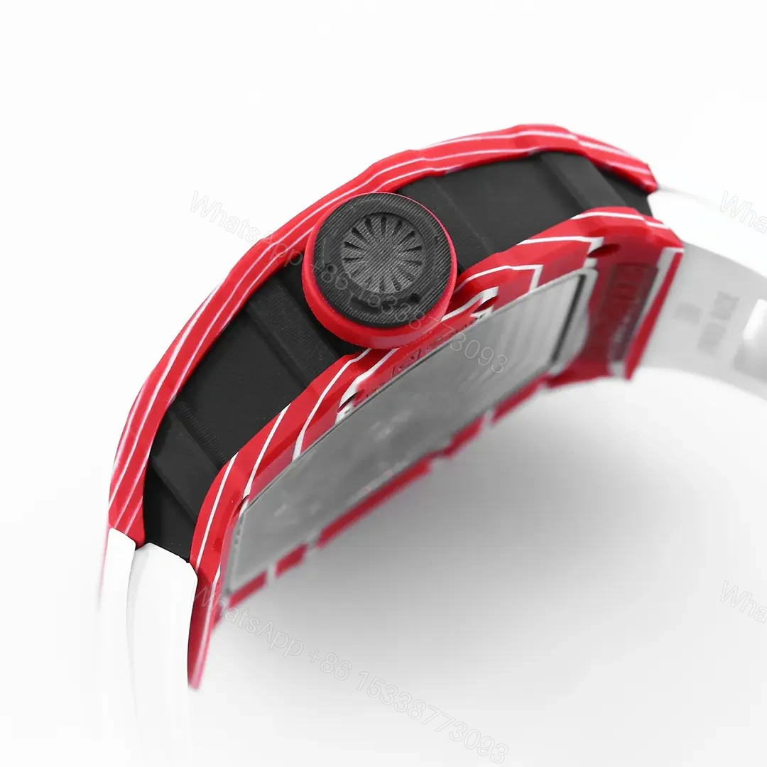 View 4 of ZF Factory Richard Mille RM 35-02 Rafael Nadal Red Carbon Fiber Automatic Watch with White Rubber Strap