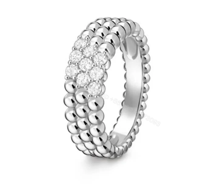 Van Cleef & Arpels Perlée 3 Rows Diamond White Gold Ring TJ620 — view 1