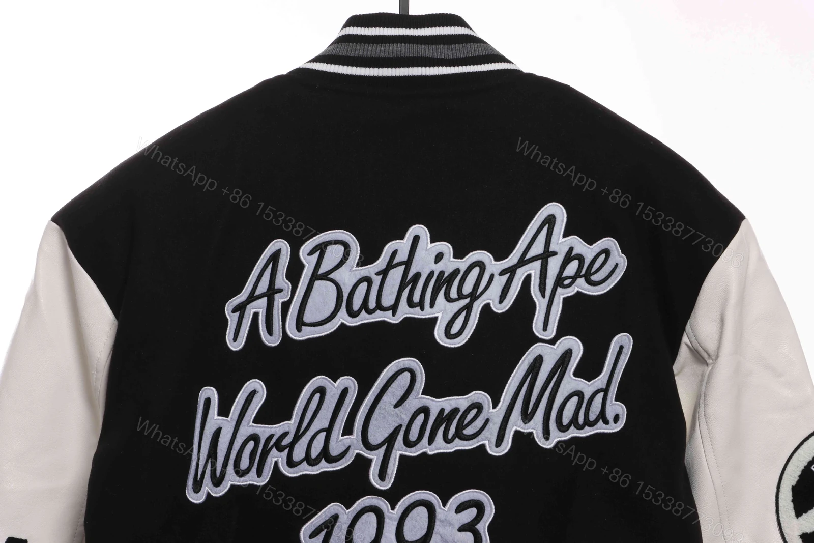 View 7 of Bape Embroidered Baseball Jacket Black
