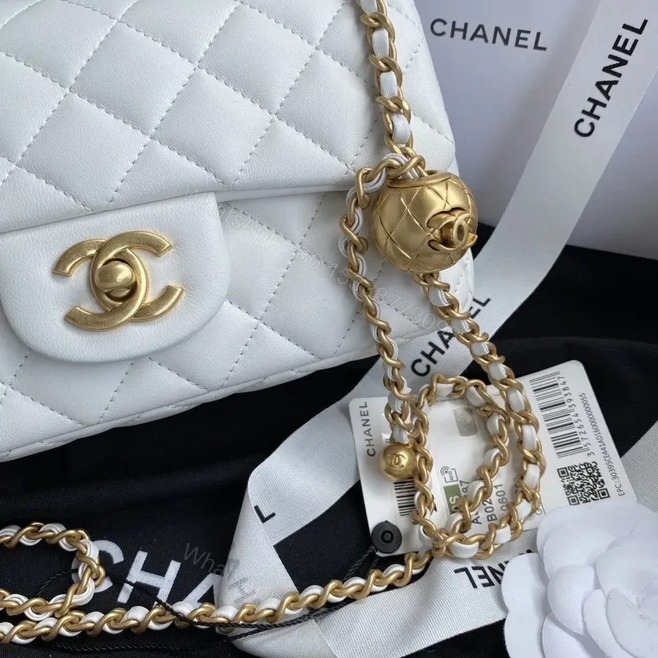 View 6 of Chanel White Pearl Crush Mini Flap Bag