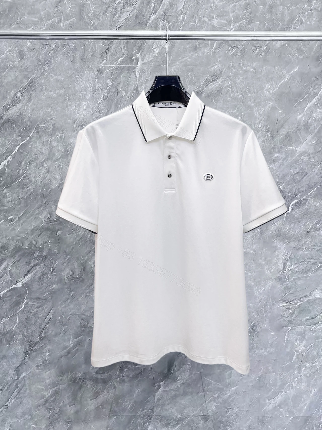 Dior高仿翻領POLO短袖上衣 簡約刺繡商務休閒款 — view 1