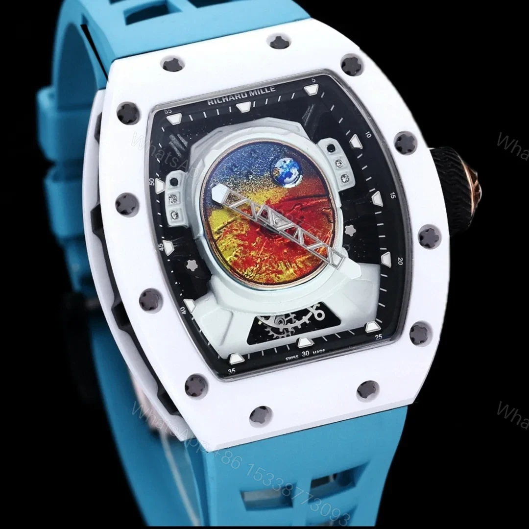 View 3 of Richard Mille RM52-05 Pharrell Williams Mars Mission Watch White Case Blue Strap Premium Edition RM-RM52-05-PW-WHT-BLU-01