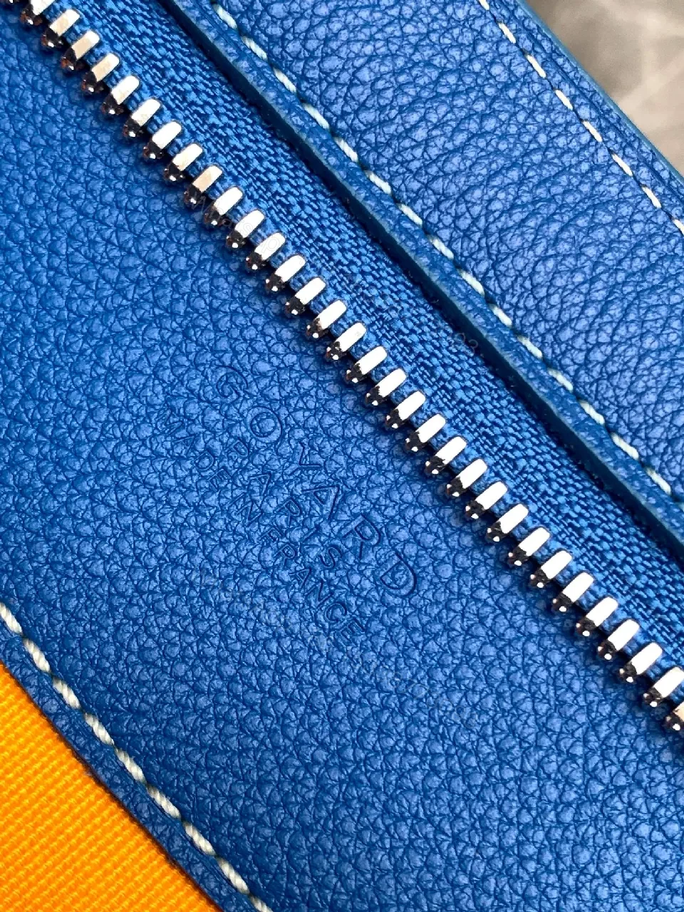 View 8 of Blue Textured Crossbody Bag in Royal Blue Leather