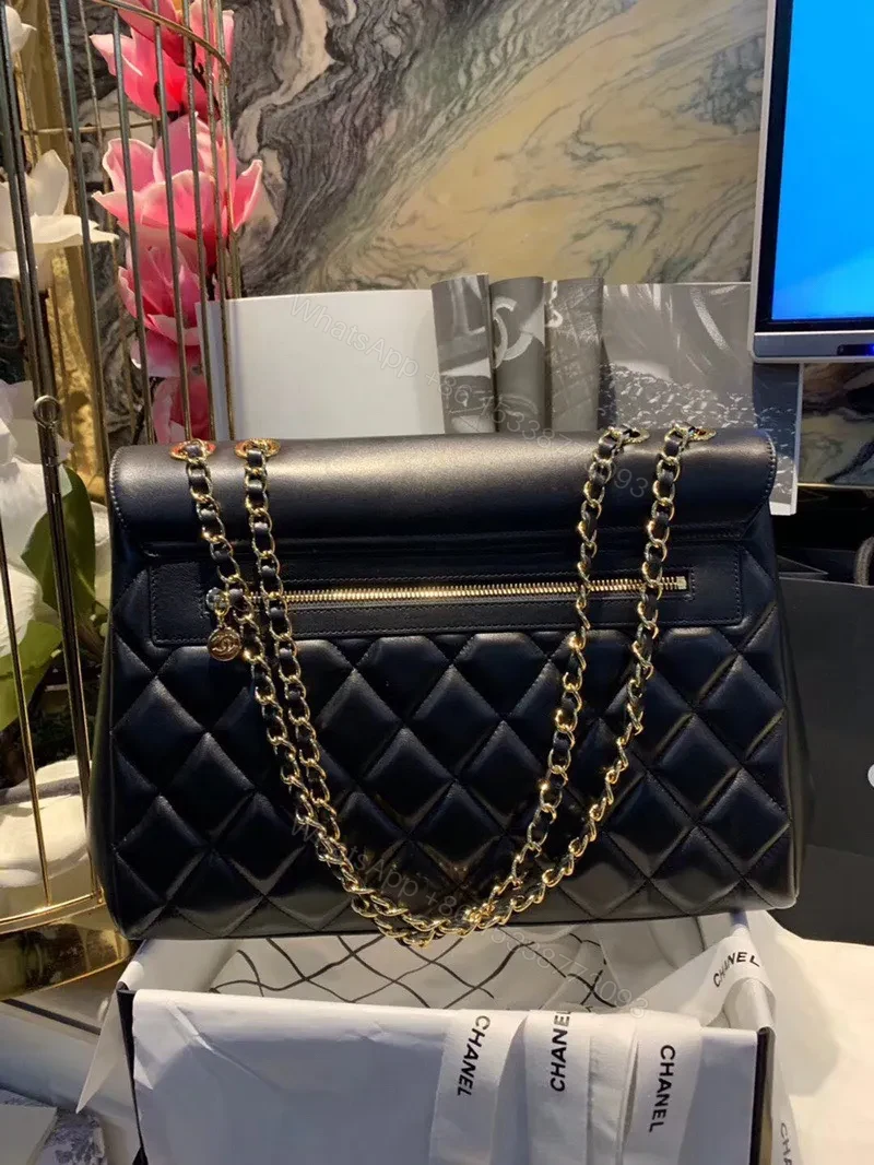 View 5 of Chanel Shopping Handbags Woman’s Black Leather 33x23x11cm