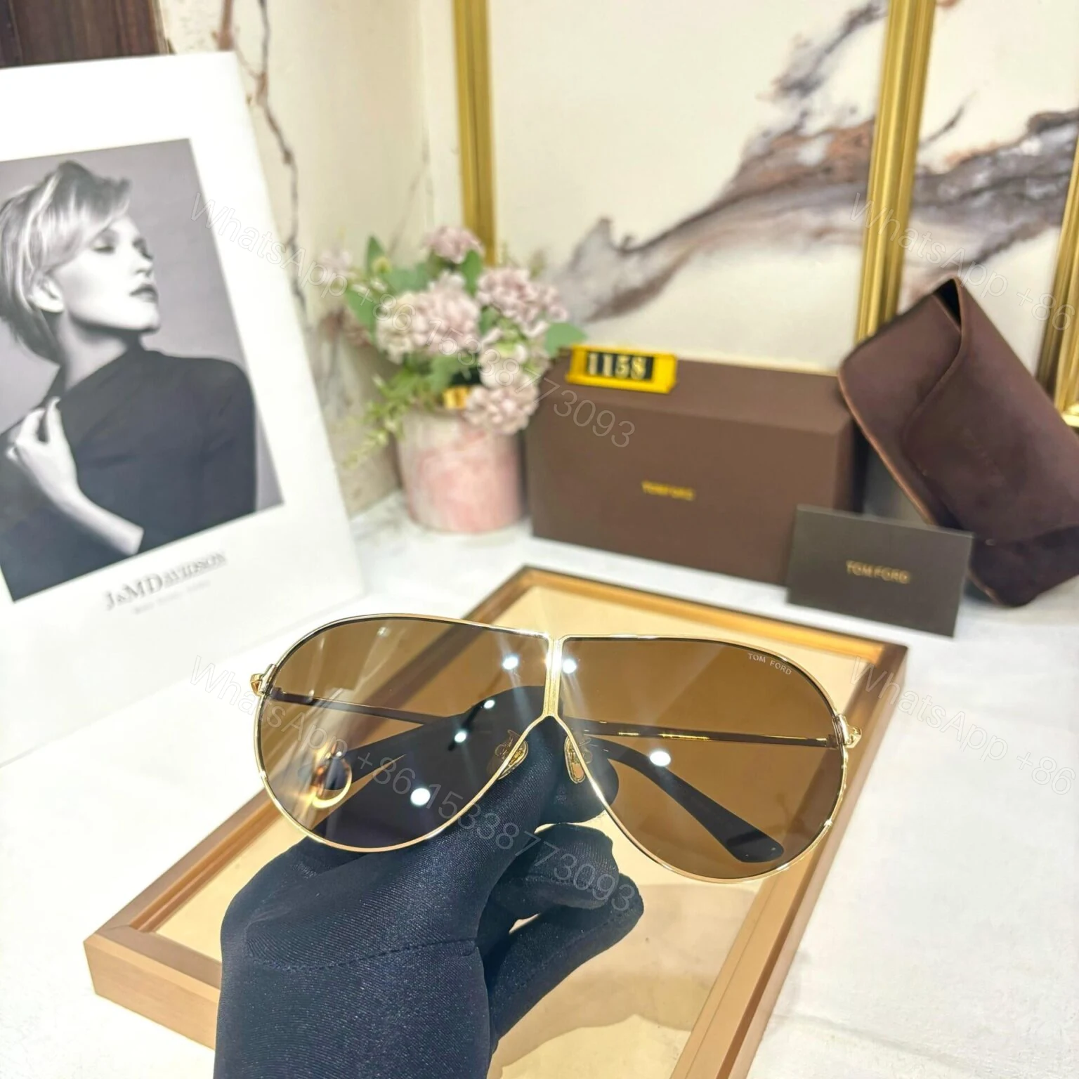 View 2 of Tomford Unisex Sunglass Black-Grey Frame UV Protection