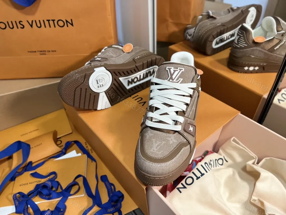 View 5 of Brown Leather-Trim Sneaker: Modern Luxury Comfort Footwear