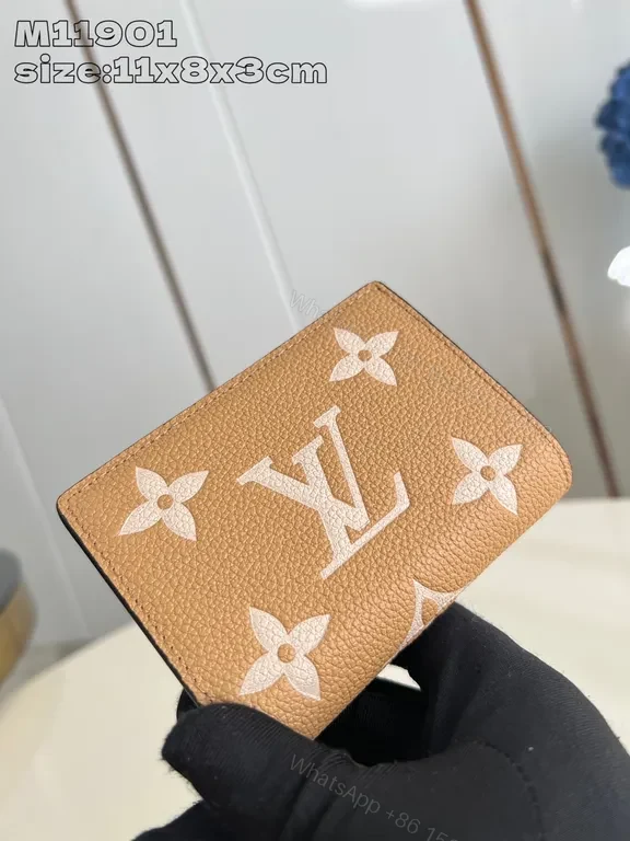 View 2 of Beige Leather LV Card Holder | Compact Signature Style