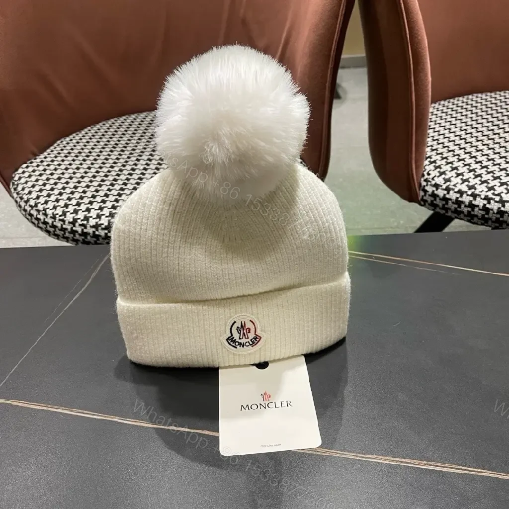 View 10 of White Knit Beanie with Pom Pom — Lux Warmth, Cozy Style