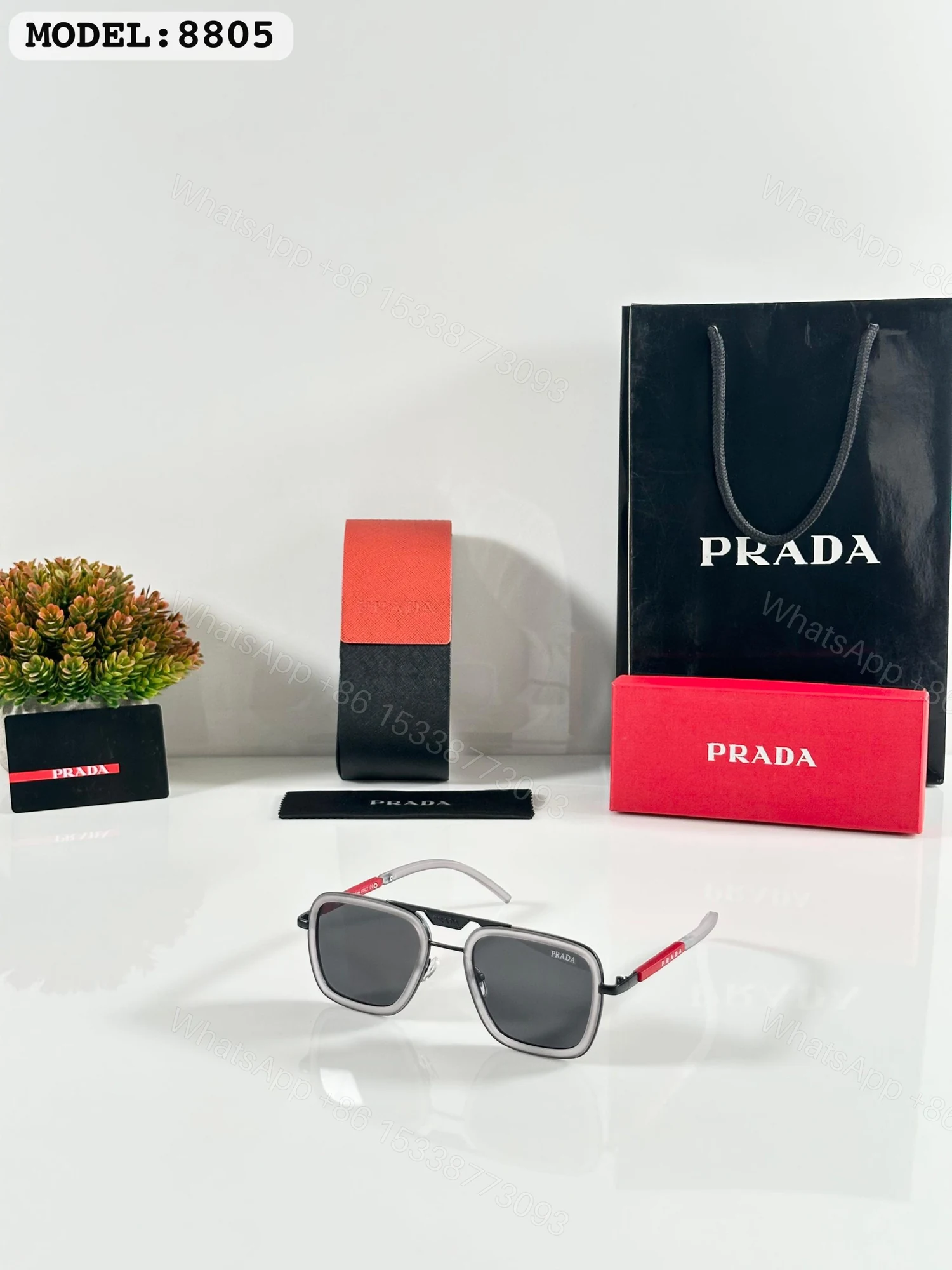 FIRST COPY PRADA 8805 GREY SUNGLASSES — view 1