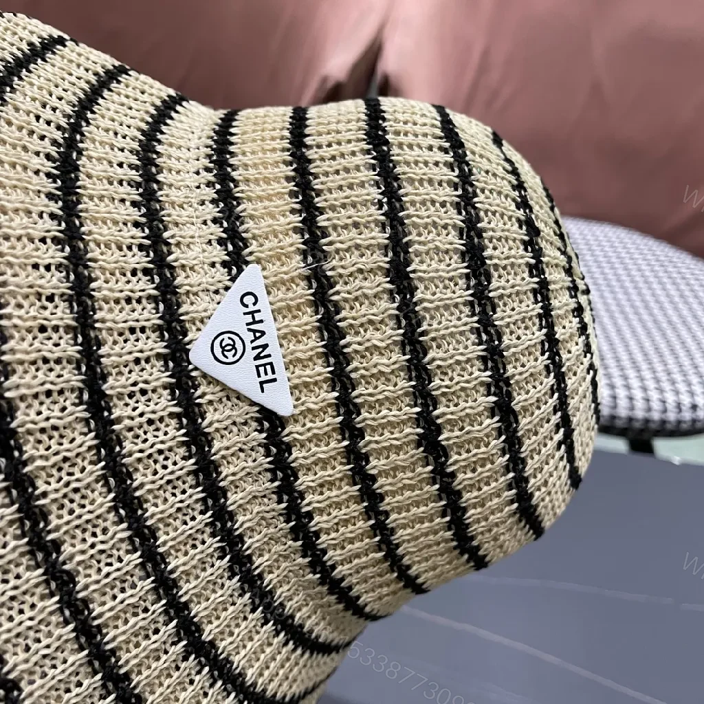 View 11 of Straw Hat: Striped Beige/Black, Chanel-Inspired Luxe