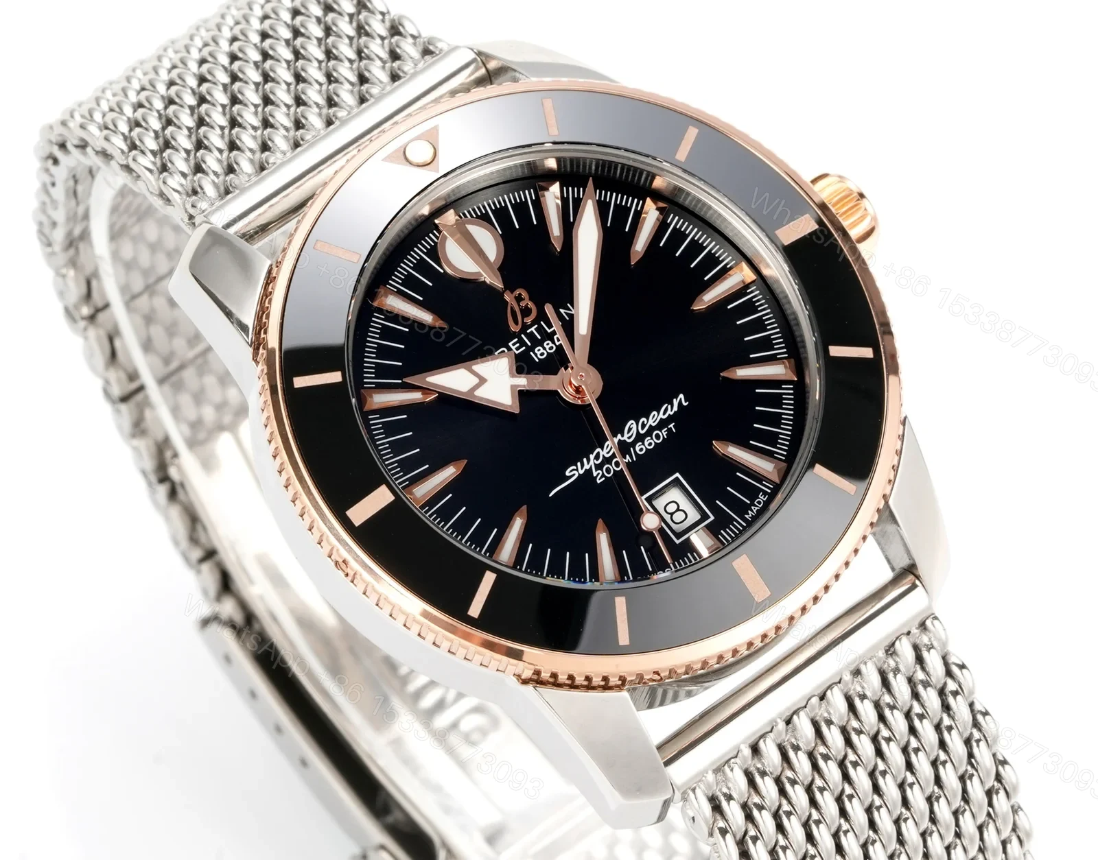 View 5 of Breitling Superocean Heritage B31 Automatic 42 Stainless Steel – Red Gold Black Milanese UB3111241B1A1