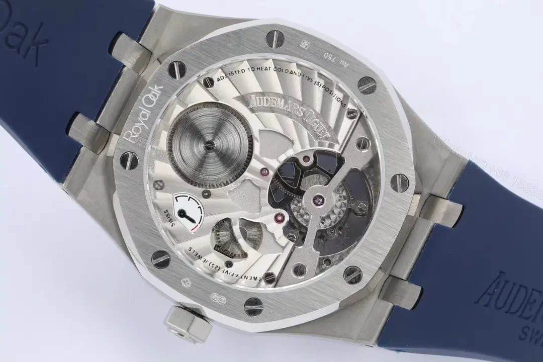 View 7 of 8F Factory Audemars Piguet Royal Oak Ultra-Thin Tourbillon – Blue Dial with Platinum Hands, Silicone Strap, 41mm Stainless Steel Case