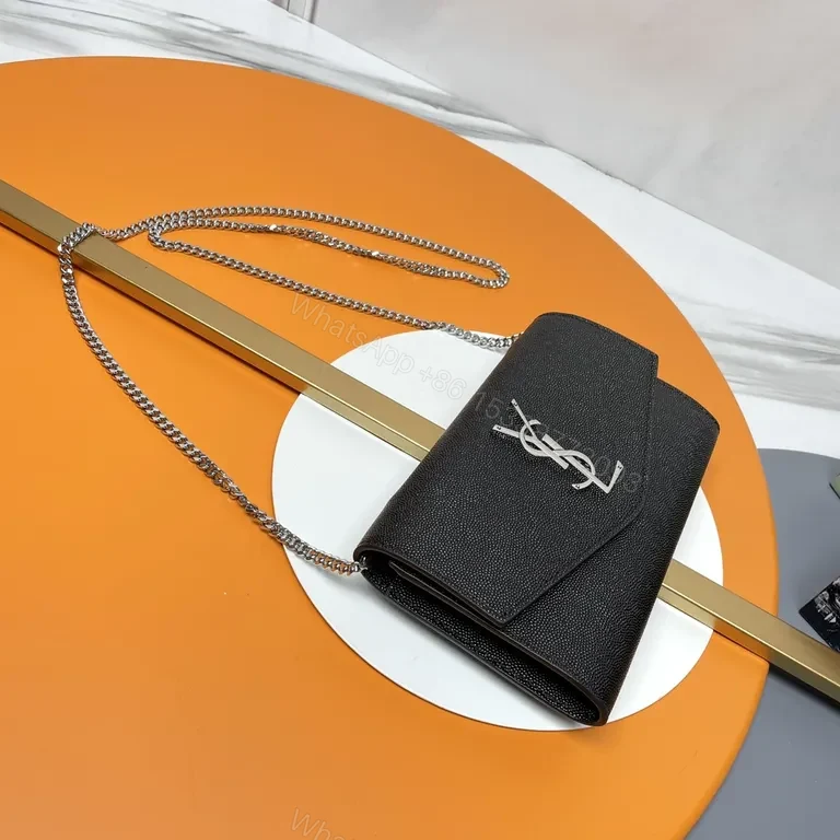 View 5 of Structured Black Leather Clutch with Chain Strap â€“ Day to Night