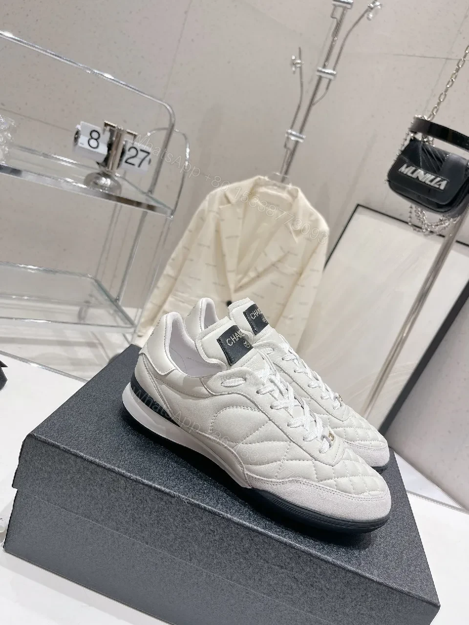View 7 of Quilted White High-Top Sneakers, Luxe Comfort, Designer-Inspired