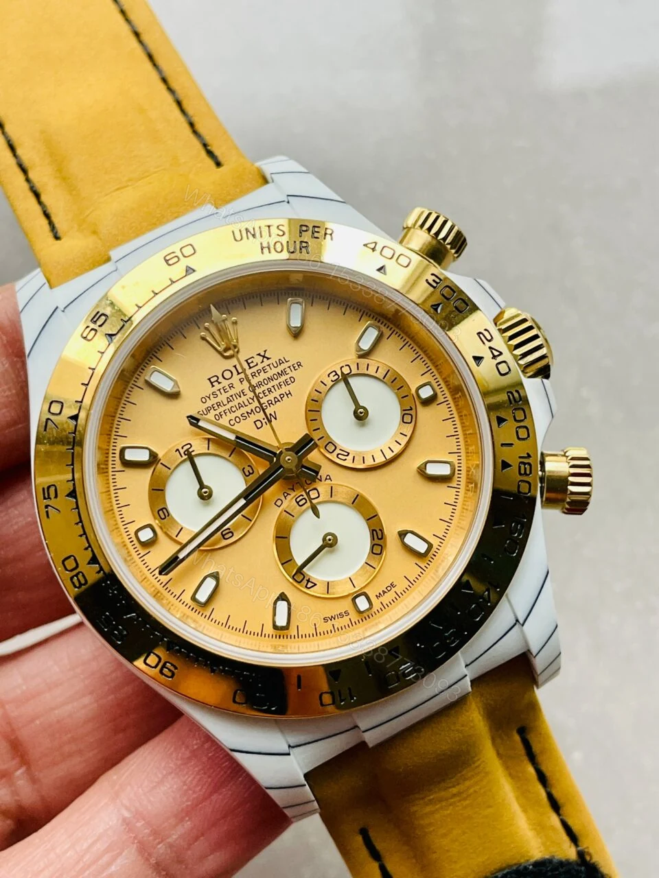View 3 of DIWF Factory 1:1 Rolex Daytona DIW White Carbon/YG Best Edition Gold Dial A7750