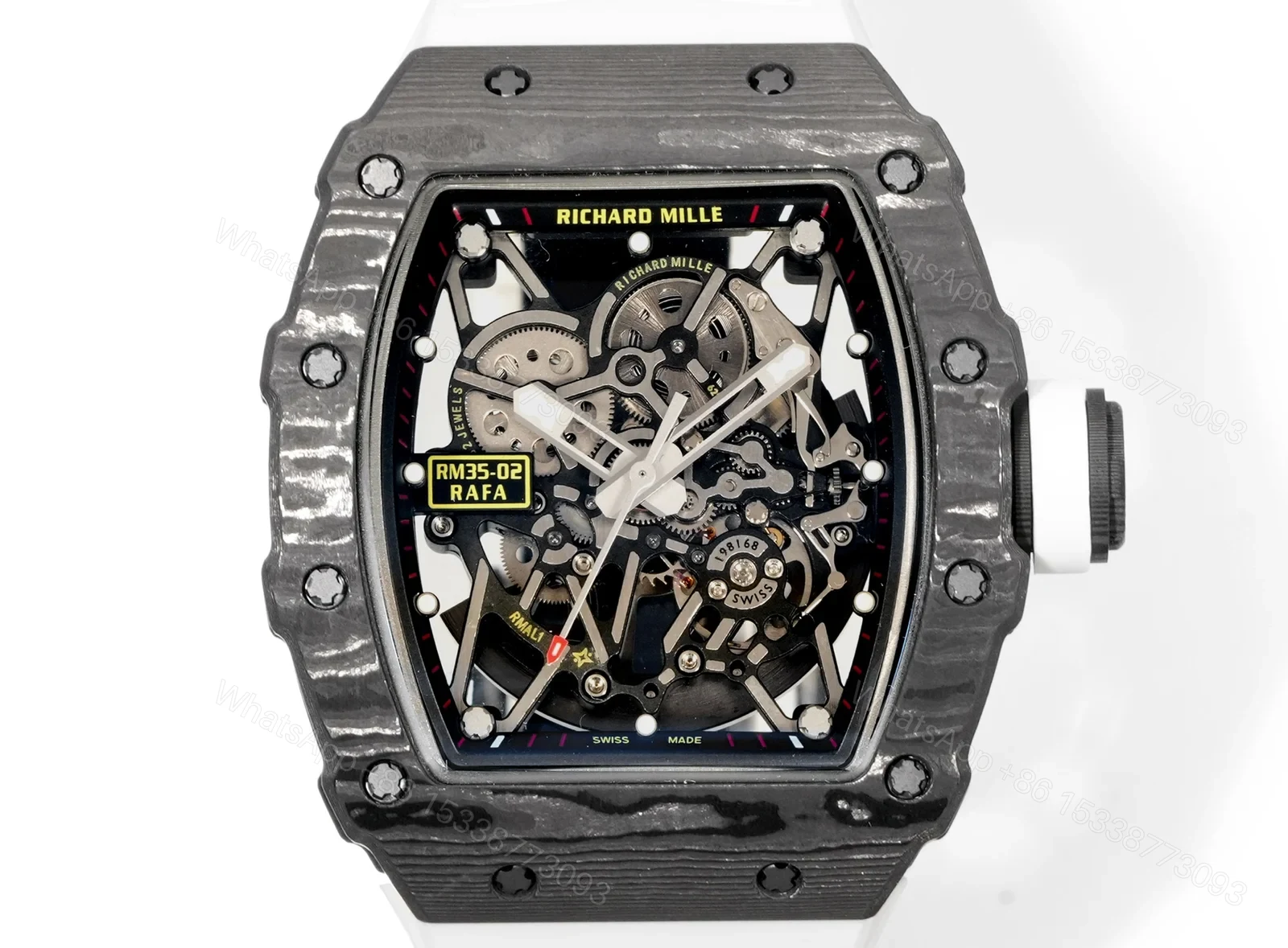 View 2 of Richard Mille RM35-02 Rafael Nadal Automatic Skeleton Watch NTPT Carbon Fiber Black Red Dial RMAL1 Movement Premium Edition RM35-02-RN-NTP-BRD