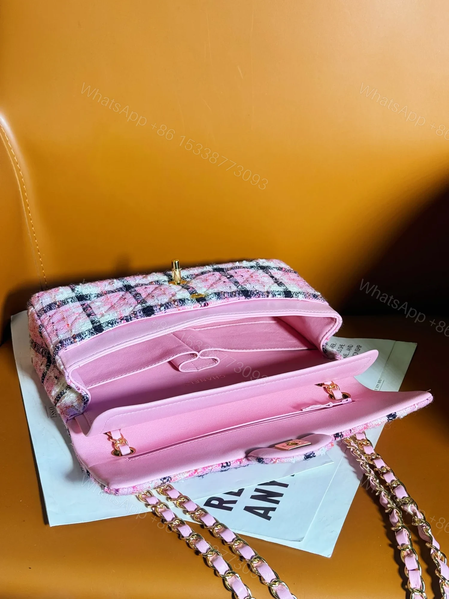 View 3 of Chanel Mini Rectangular Flap Bag Pink, White and Black