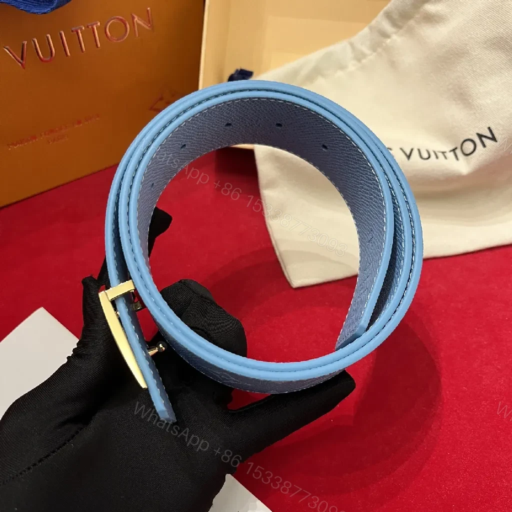 View 5 of Blue Monogram Belt: Modern Luxury Leather Belt