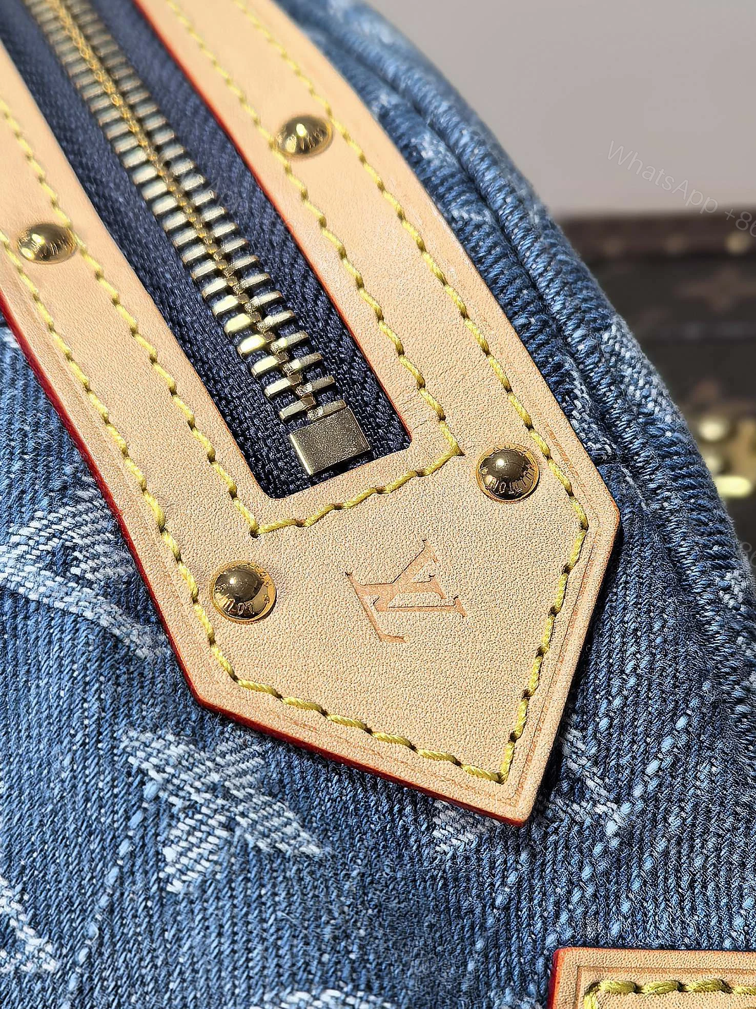 View 9 of LV 25S BUMBAG 38 IN BLUE MONOGRAM DENIM LEATHER TRIM GOLD HARDWARE