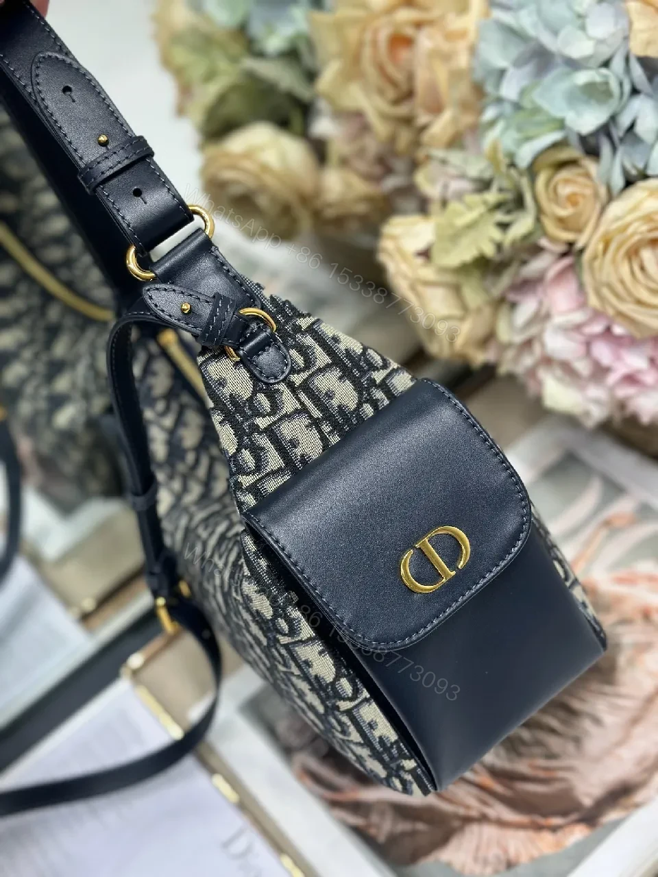 View 6 of Jacquard Patterned Leather-Trim Shoulder Bag: Structured Chic