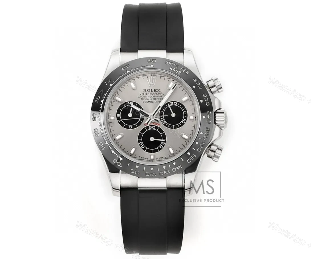 ZF Factory Clean Factory MS Rolex Daytona Silver Panda Rubber Strap — view 1
