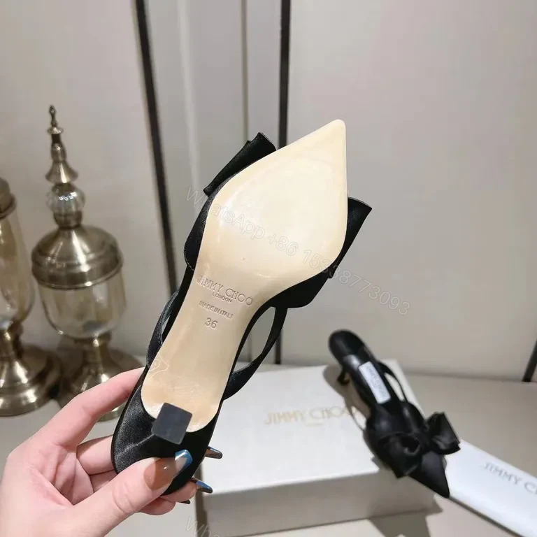 View 5 of Chic Satin Bow Mules: Luxury Open-Back Slingshot Heel