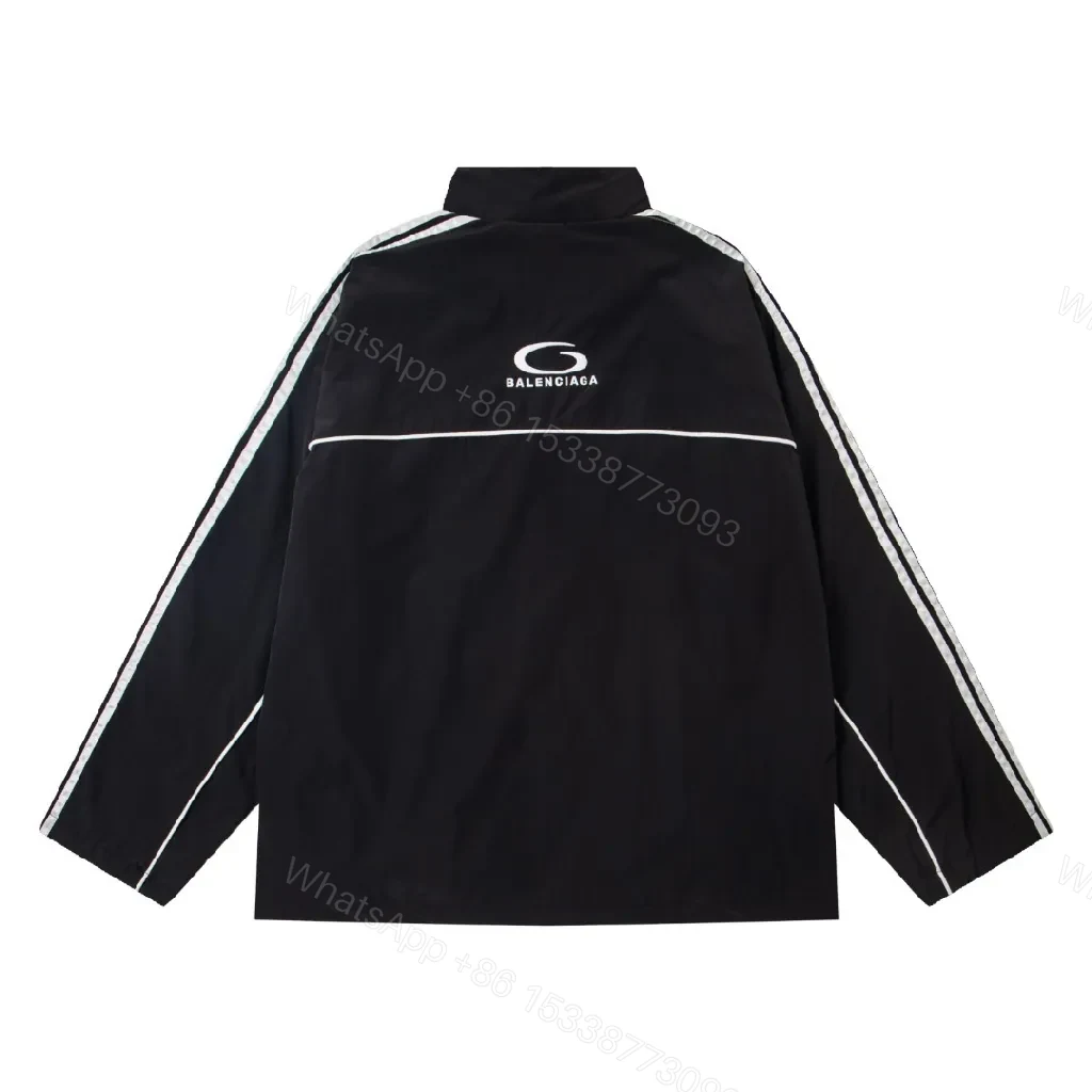 View 6 of Black + Windbreaker + Streetwear + Contrast piping + Windbreaker