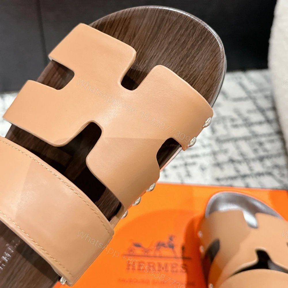 View 8 of 高仿Hermes*Kos系列H251012ZA3厚底木質拖鞋棕色4CM免檢版
