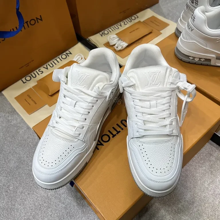 View 8 of Minimalist White Luxury Training Sneaker with LV Craft