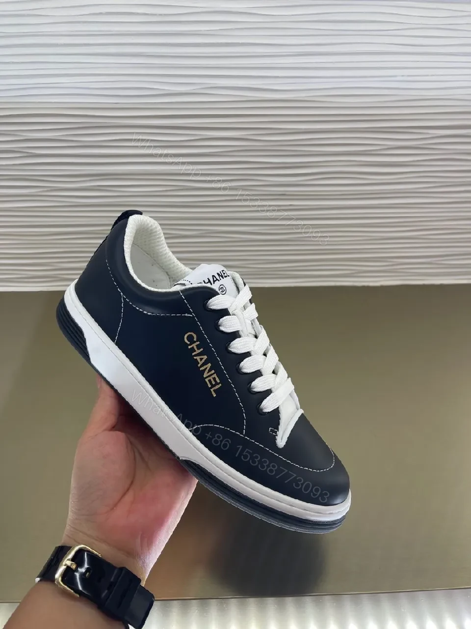 Navy Leather Sneaker: Luxe Comfort, Premium Detailing, All-Day Wear — view 1