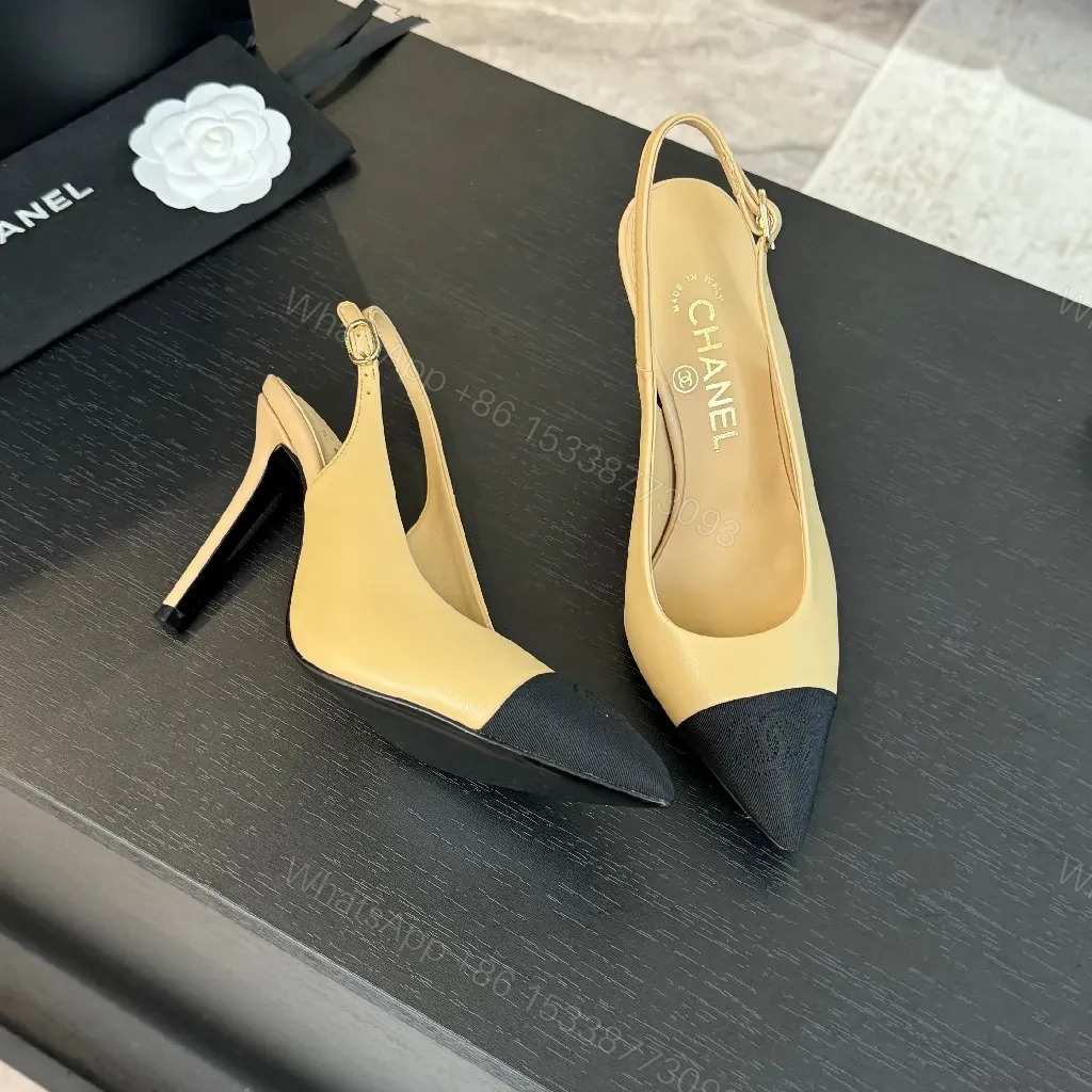 View 9 of Two-Tone Pointed-Toe Slingbacks: Luxe Comfort