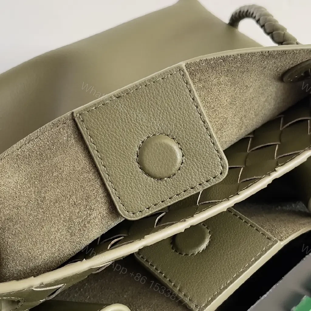 View 7 of Olive Mini Bag with Gold Knot Detail, Structured Leather