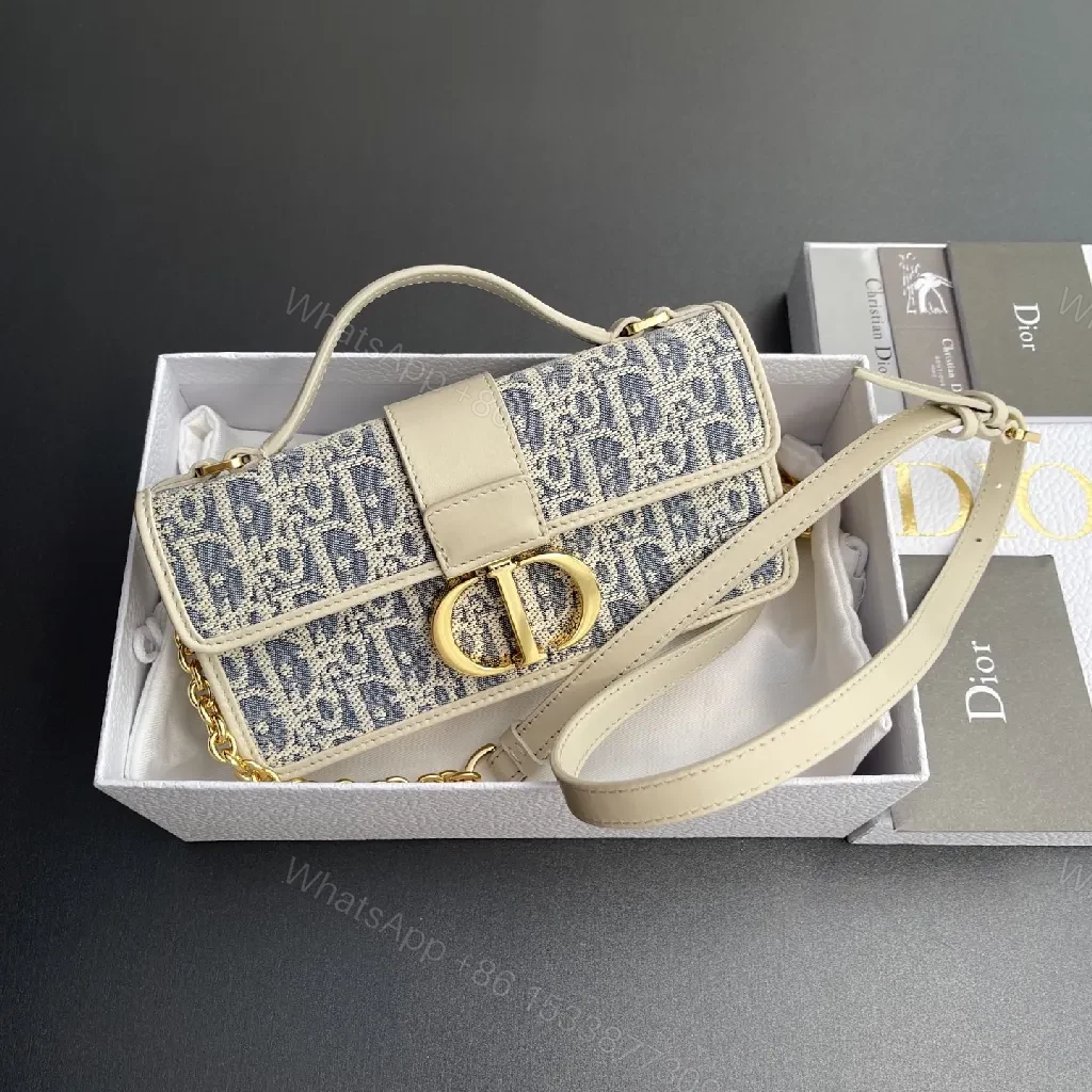 View 3 of Blue & Cream Canvas Belt Bag — Couture-Style, Luxe Multi-Wear
