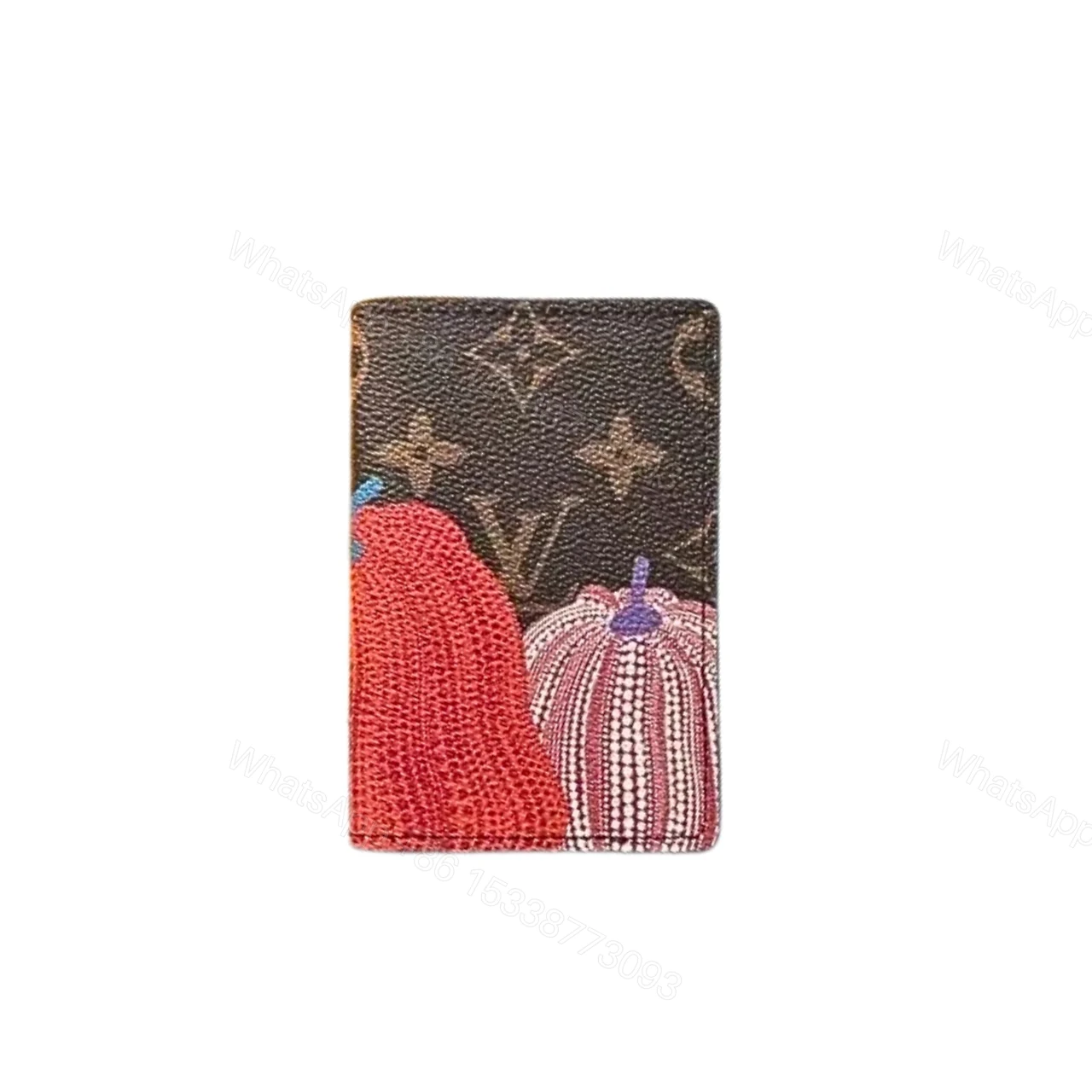 LOUIS VUITTON VERTICAL WALLET x YK PUMPKIN MONOGRAM ECLIPSE CARD HOLDER BROWN 9CM — view 1