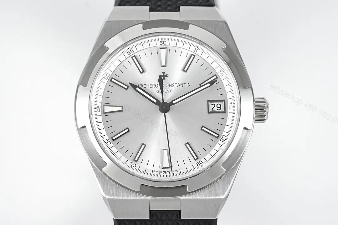 View 4 of Vacheron Constantin Overseas Silver Dial Black Rubber Strap Watch – 41mm Stainless Steel Case, Sapphire Crystal, 5100 Automatic Movement, 150m Water Resistance, Interchangeable Strap System