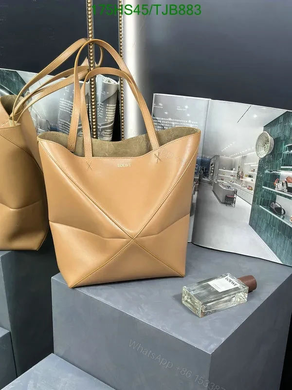 View 48 of Loewe Puzzle Fold Tote in Chocolate/Burgundy Shiny Calfskin DD9633