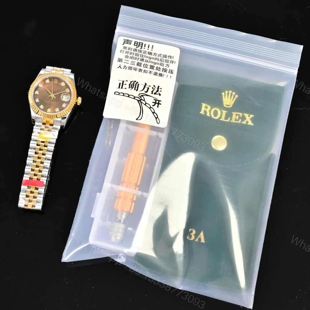 View 9 of Rolex Datejust 31 Stainless Steel Yellow Gold Fluted Black MOP Jubilee 278273-0024