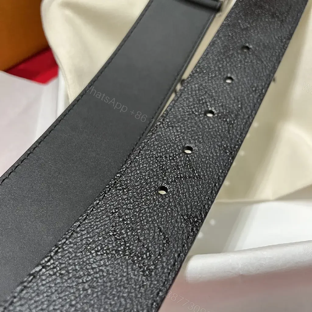 View 6 of Black Leather Belt Luxury Wide with Silver LV Buckle