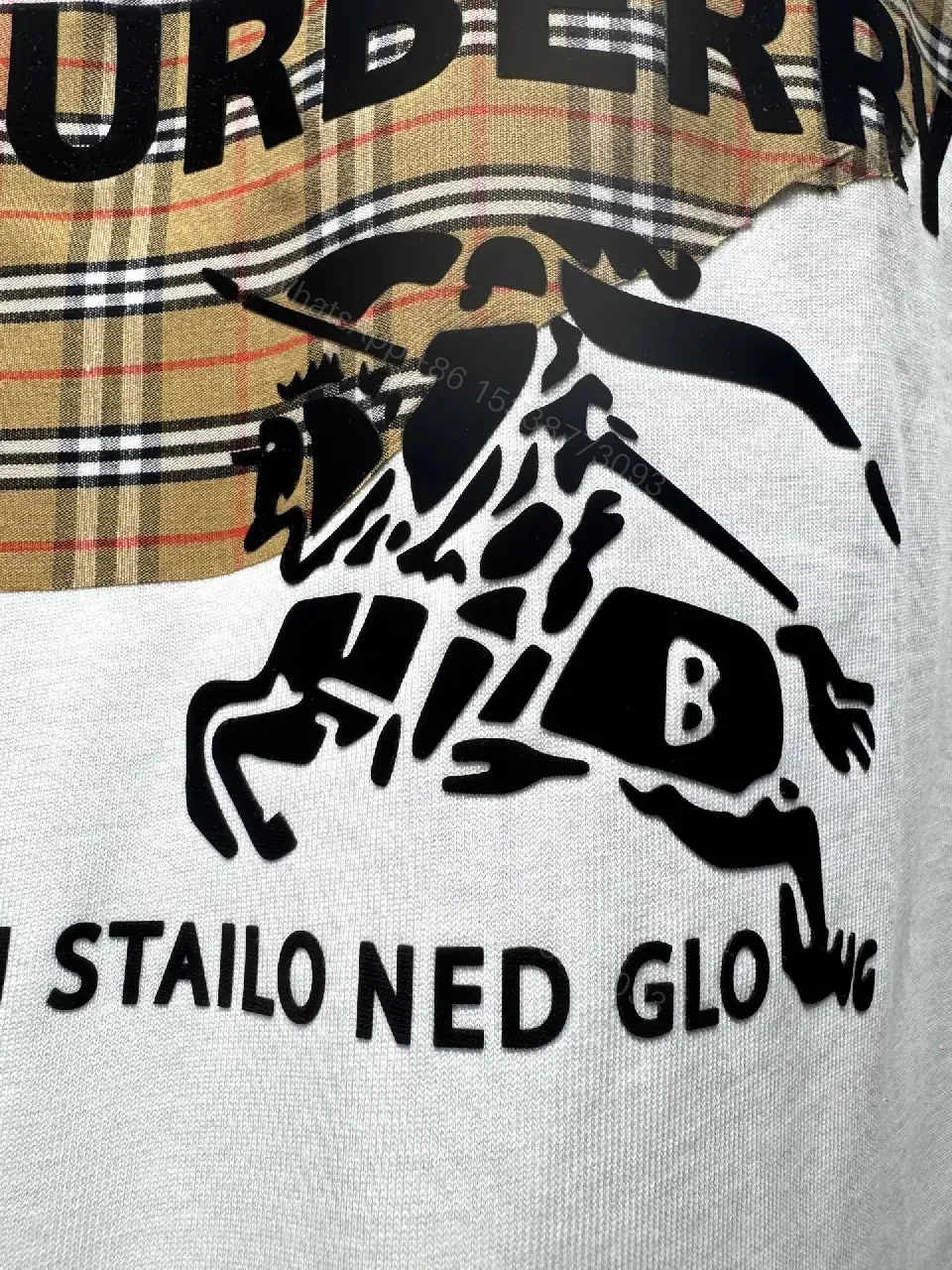 View 7 of Plaid Panel Logo Tee: Premium Cotton, Casual Luxe