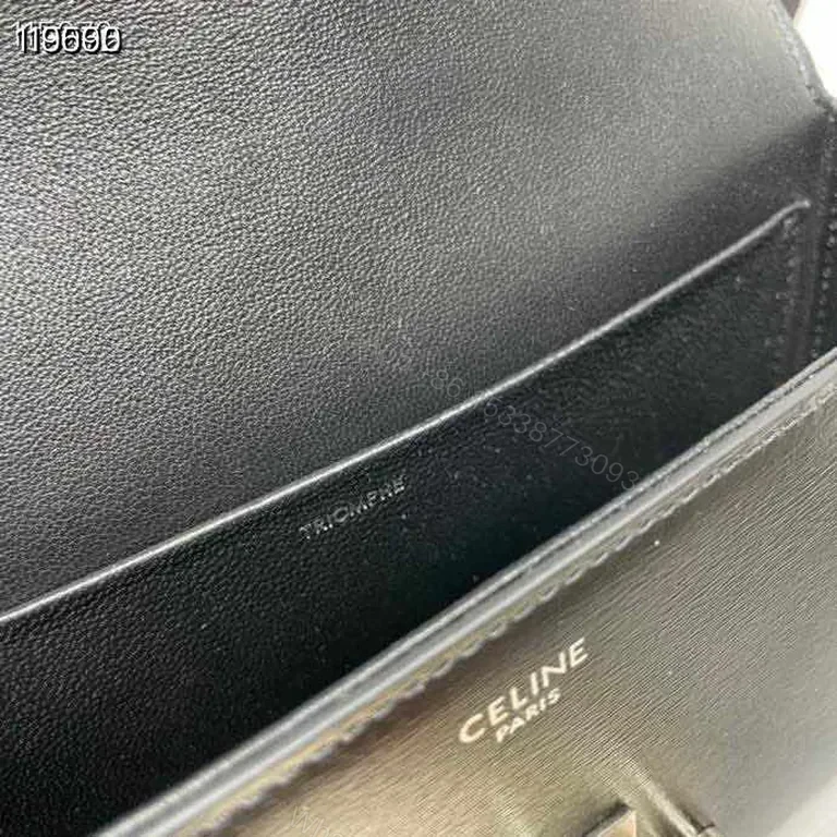 View 7 of Compact Leather Crossbody with Chain Detail