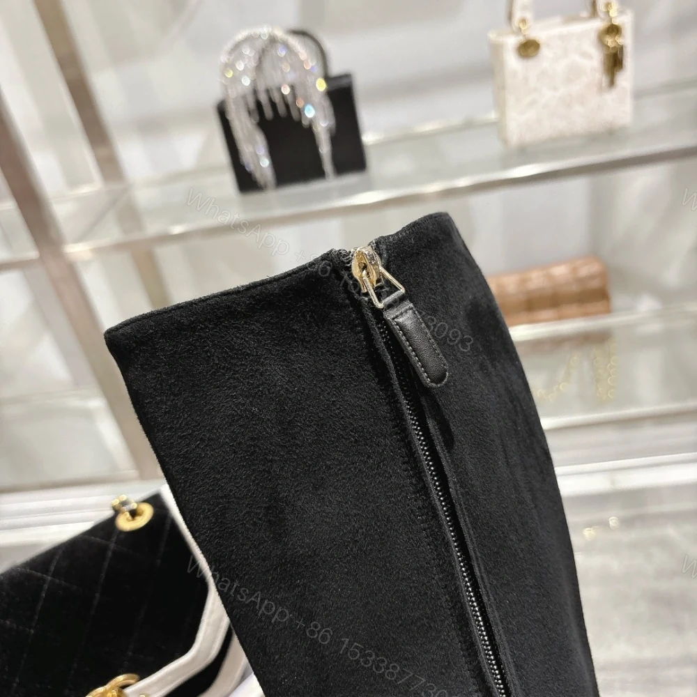 View 8 of 高仿Chanel*G45903B小牛皮高筒靴黑色5CM免檢版