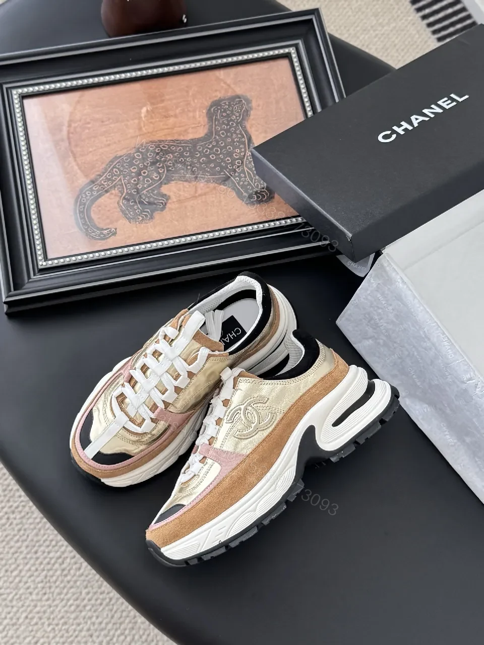 View 4 of Chic Suede-Mesh Chunky Sole Sneakers with Plush Comfort