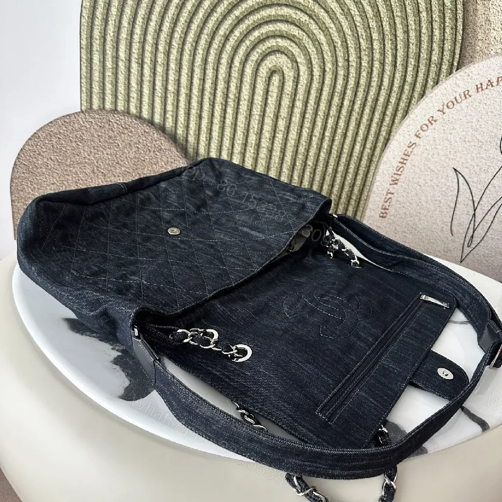 View 2 of Denim-Texture Flap Crossbody: Modern Chic Statement Bag