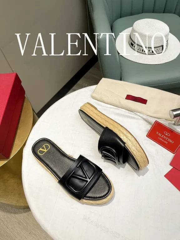 View 9 of Polished V-Logo Leather Slides â€“ Luxury Casual Sandals