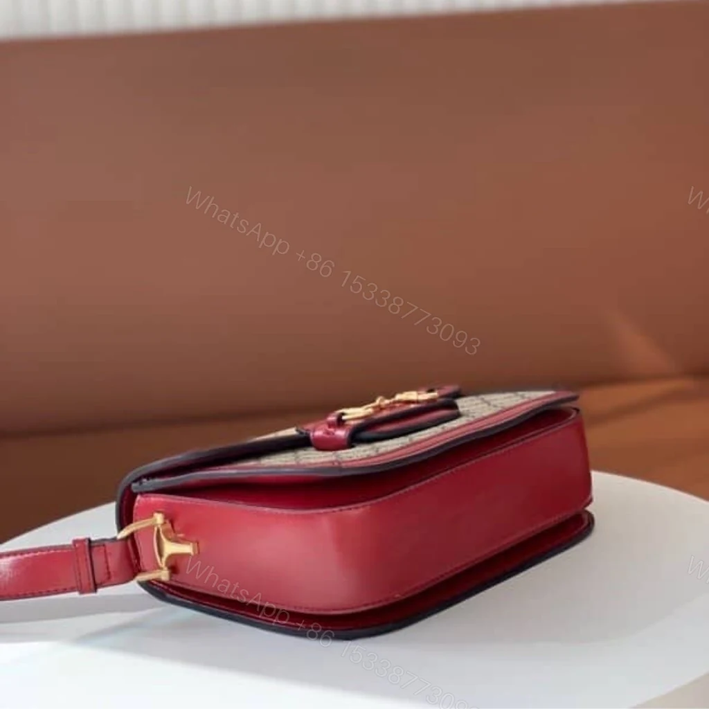 View 6 of Gucci Horsebit 1955 Soft Small Shoulder Bag Beige Red 25cm