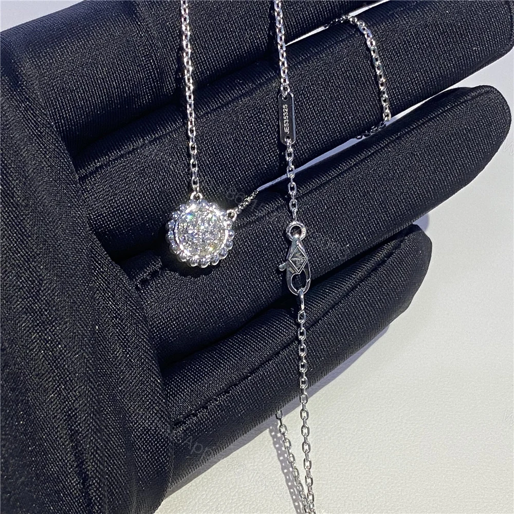 View 4 of Replica VCA 18k White Gold Perlee Necklace Pave Diamonds