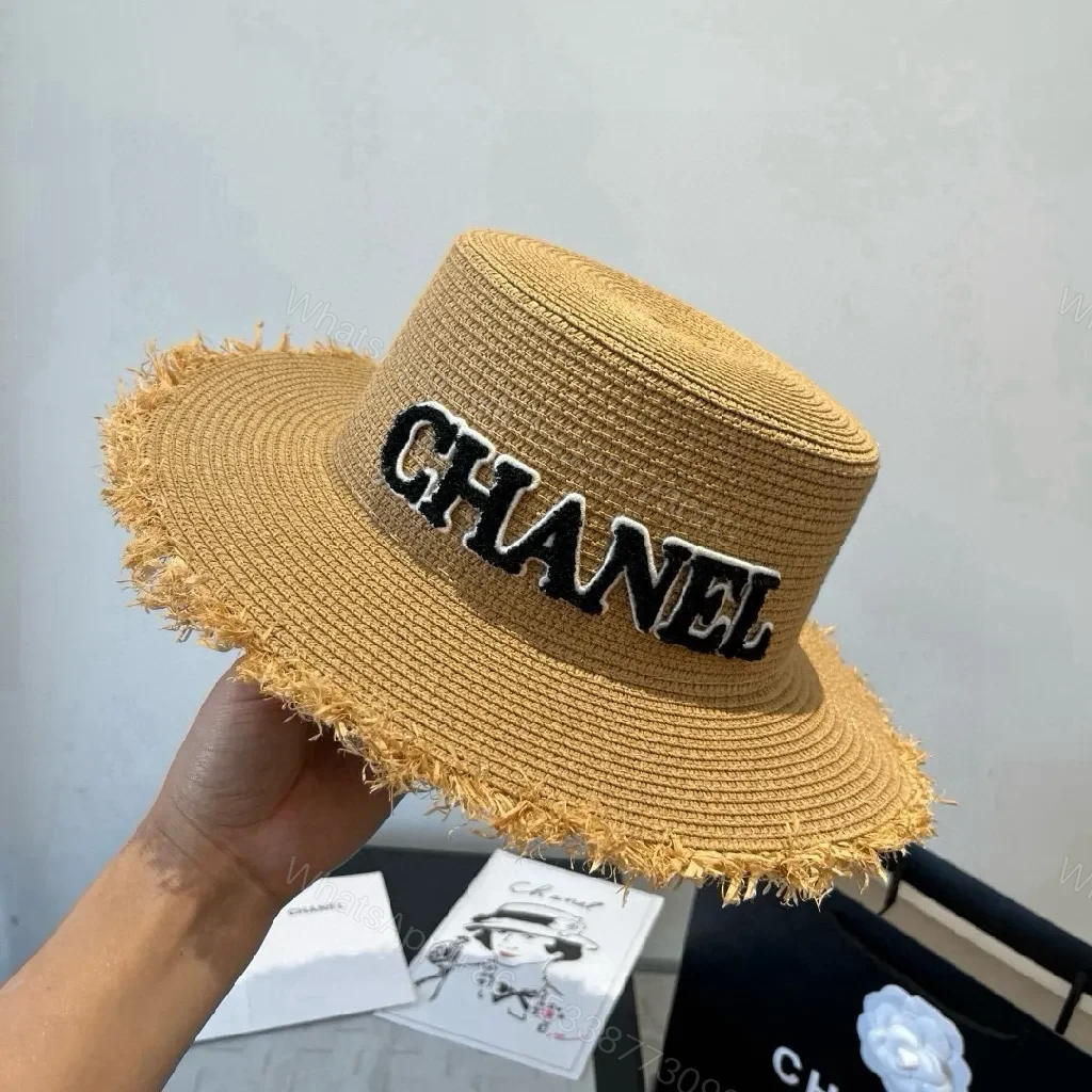 View 9 of Sun-Kissed Straw Hat with Bold Accent, Frayed Brim, Structured Crown